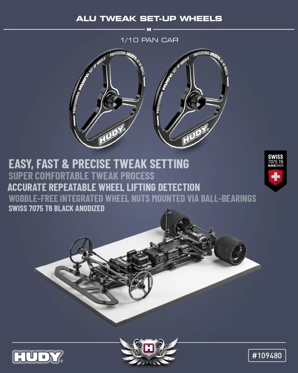 New HUDY Alu Tweak Set-Up Wheel for 1/10 Pan Car