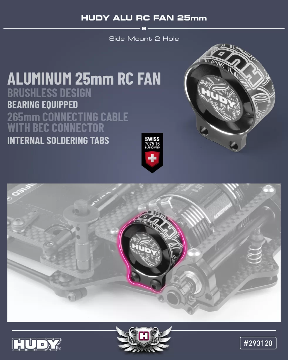 New HUDY Alu RC Fan 25mm - Side Mount 2 Hole