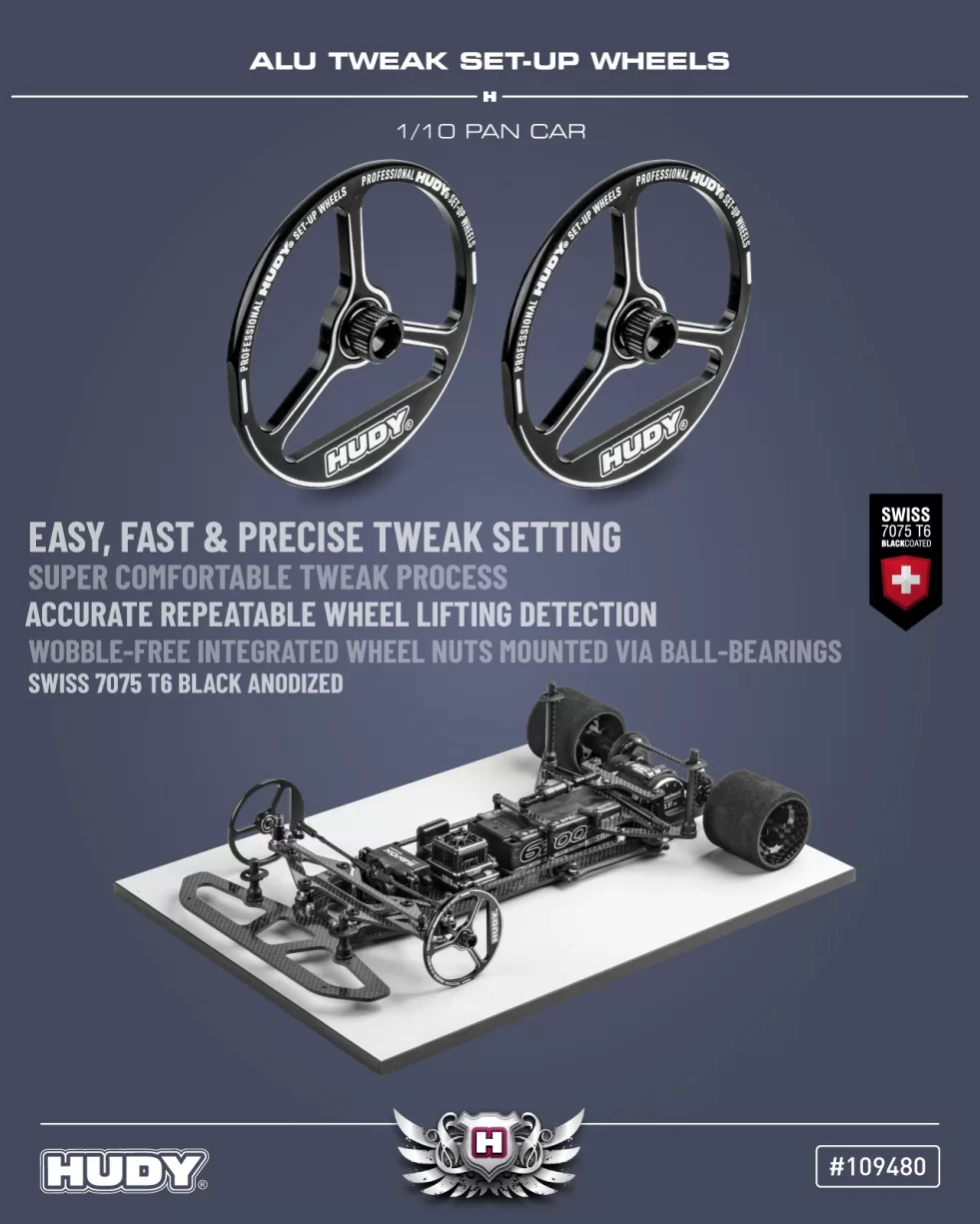 New HUDY Alu Tweak Set-Up Wheel for 1/10 Pan Car