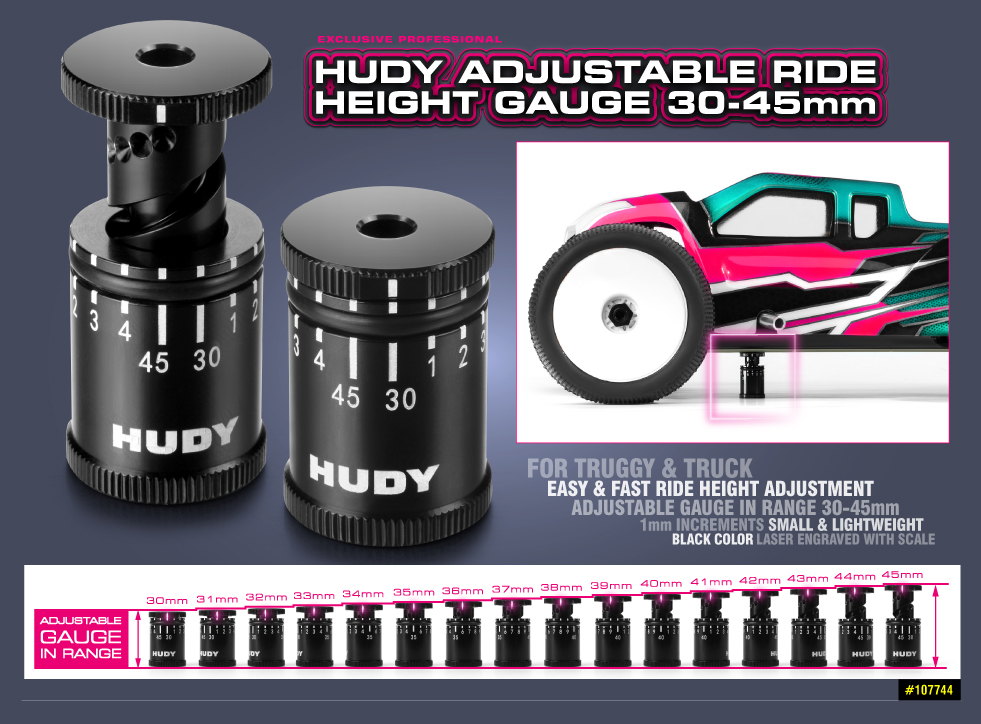 New HUDY Adjustable Ride Height Gauge 30-45mm