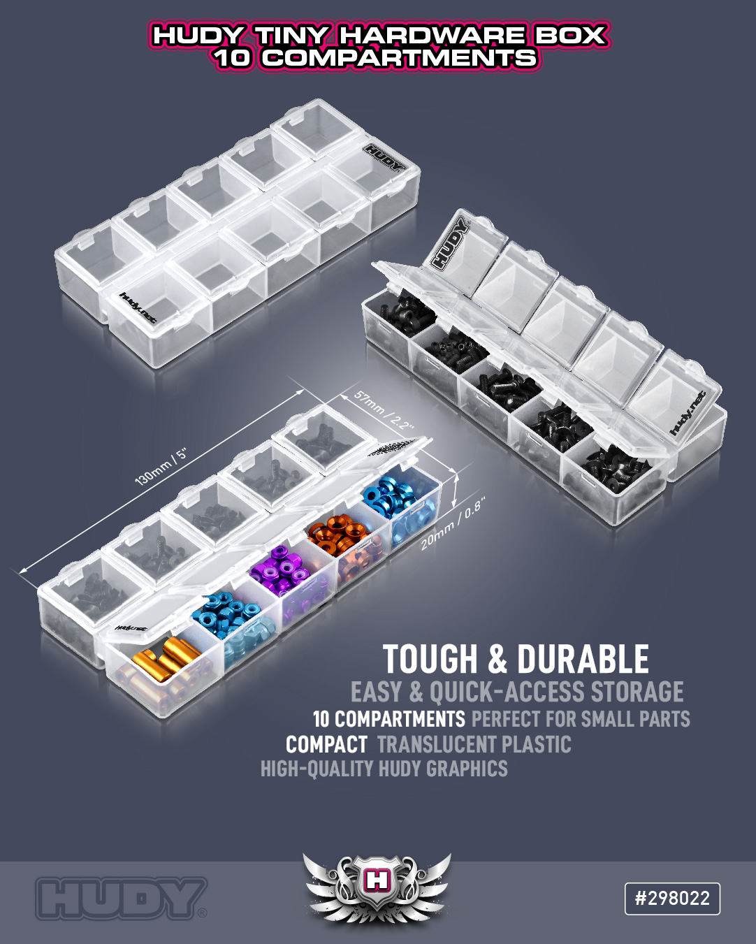 HUDY Tiny Hardware Box - 10-Compartments